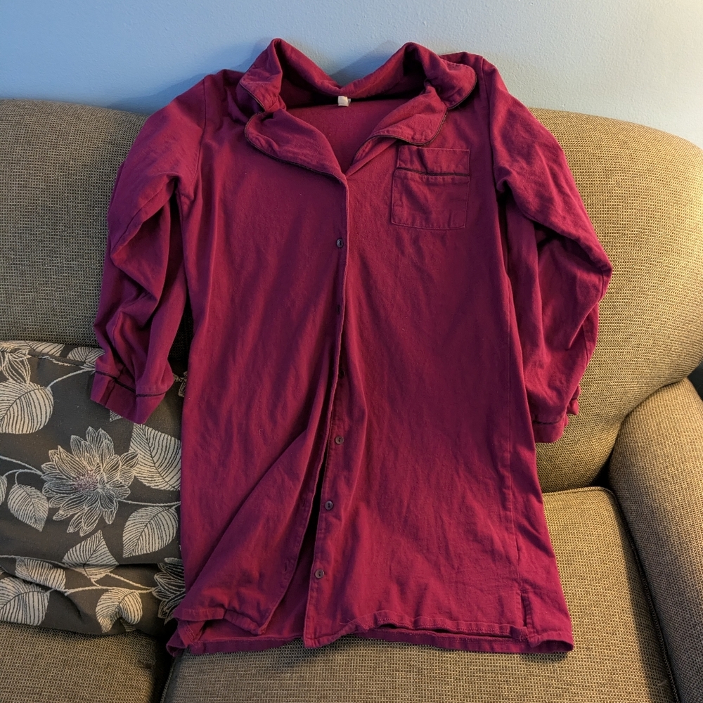 Blush Magenta Button Down Nightgown